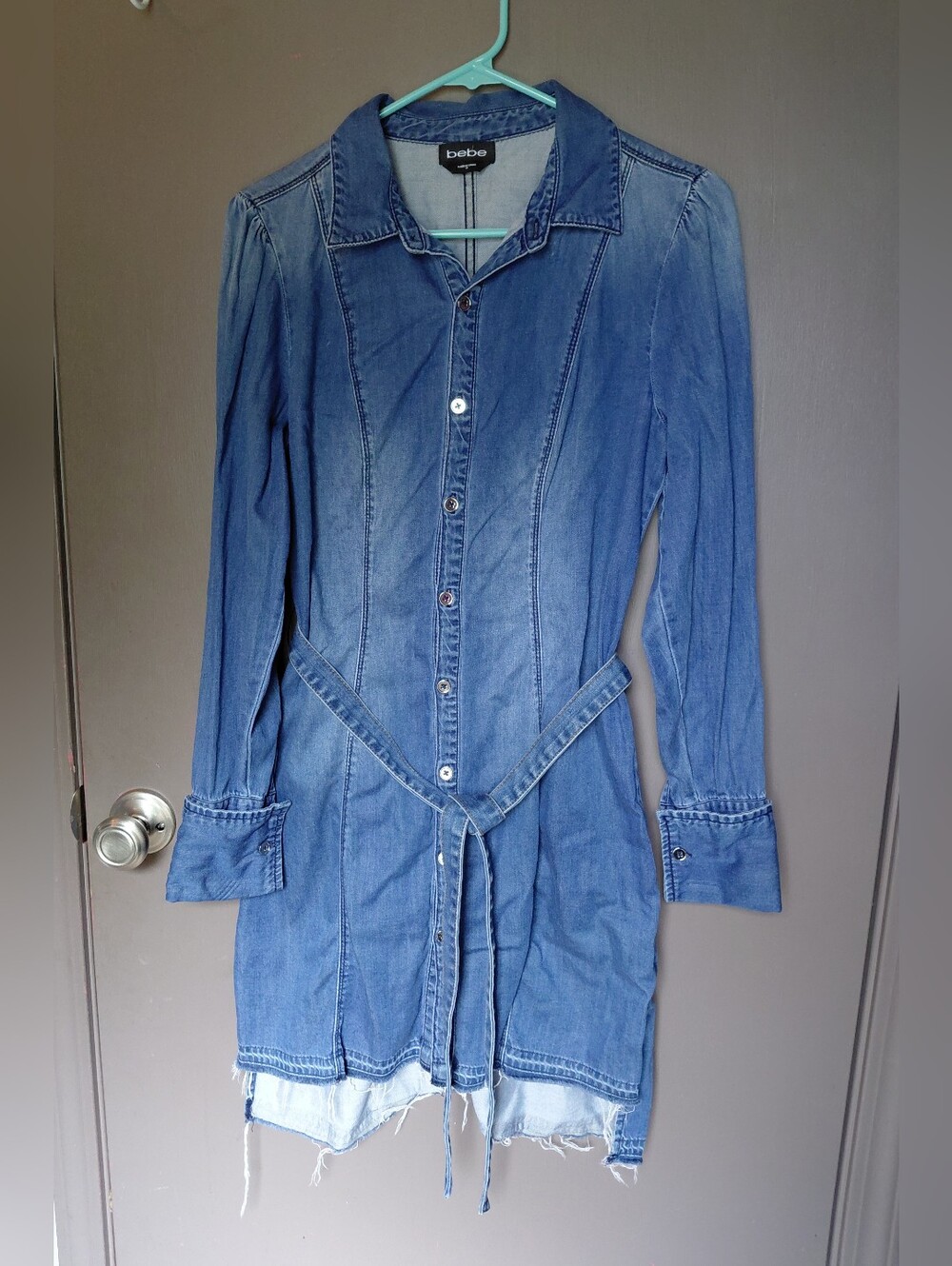bebe Blue Denim Shirt Dress - Picture 2 of 4